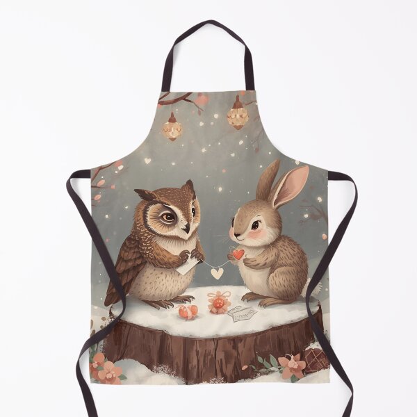Item preview, Valentine’s Owl & Bunny Couple • Whimsical Heart Note Prep Art designed and sold by WildlifeWhimsy.