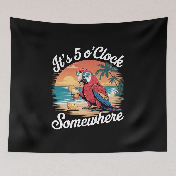 Item preview, It is 5 O'clock Somewhere Drinking Parrot designed and sold by Sandrhaus.