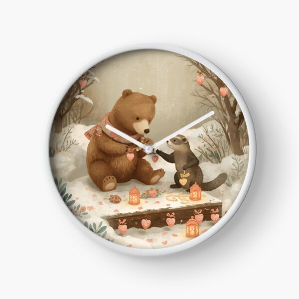 Item preview, Valentine’s Bear & Ferret Couple • Whimsical Heart Garland Prep Art designed and sold by WildlifeWhimsy.