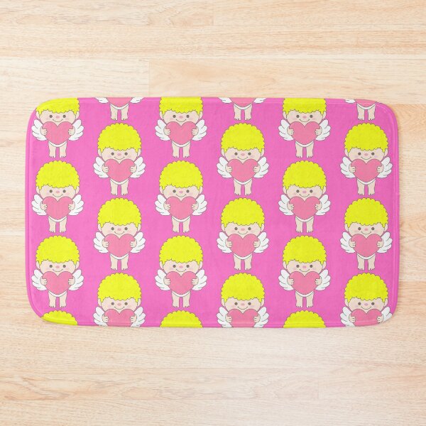 Item preview, Valentine cupid with curly hair flying and hugging big pink heart designed and sold by nuchz.