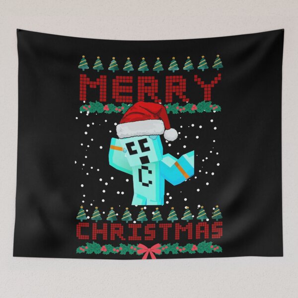 Item preview, Merry Christmas Pixel Art Gamer Blue Block Character designed and sold by DemetMath.