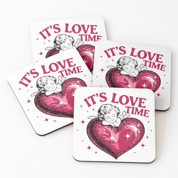 Item preview, It’s Love Time – Cute Cherub Valentine Heart Illustration | Romantic Pink Aesthetic designed and sold by GiftsCreek.