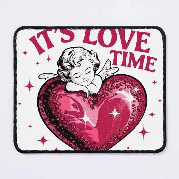 Item preview, It’s Love Time – Cute Cherub Valentine Heart Illustration | Romantic Pink Aesthetic designed and sold by GiftsCreek.