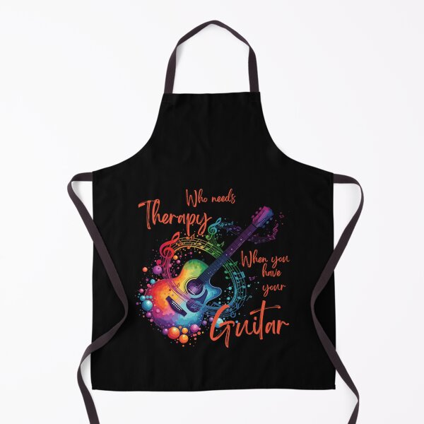Item preview, Cool Who Needs Therapy When You Have Your Guitar_blk_vivid red-orange designed and sold by Embers & Incense Co..