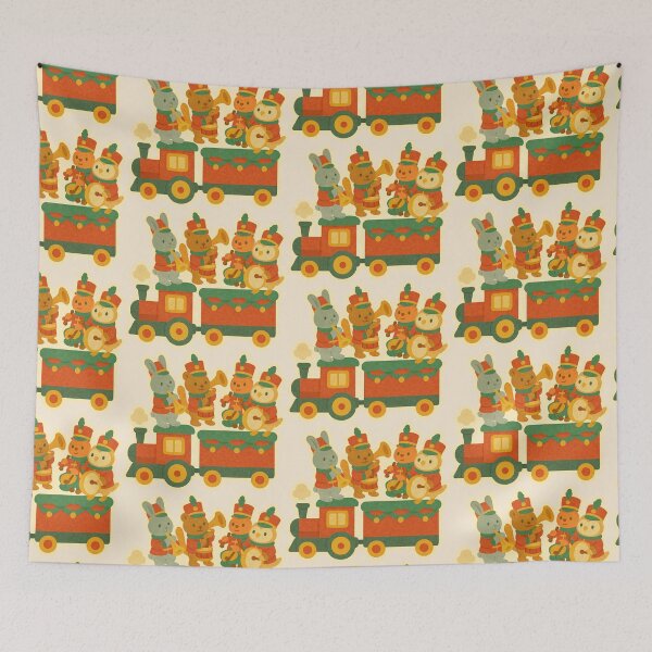 Item preview, Christmas Toy Train Band – Cute Animal Music Parade Illustration designed and sold by Tiny Joy World.