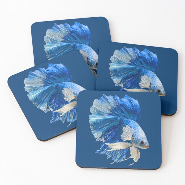 Item preview, Sky Marble Halfmoon Betta Fish with Blue and White Marking Siamese Fighting Fish designed and sold by meganohm.