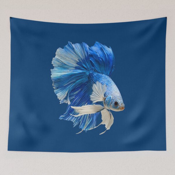 Item preview, Sky Marble Halfmoon Betta Fish with Blue and White Marking Siamese Fighting Fish designed and sold by meganohm.