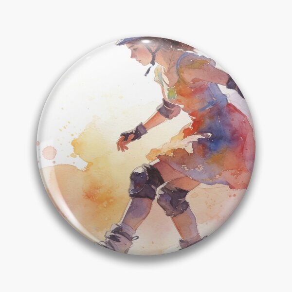 Item preview, Dynamic Watercolor Inline Skater Art: Vibrant Rollerblading Movement | Summer Freedom Ride designed and sold by Cherrydora.