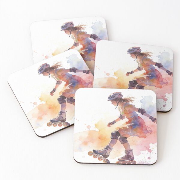 Item preview, Dynamic Watercolor Inline Skater Art: Vibrant Rollerblading Movement | Summer Freedom Ride designed and sold by Cherrydora.
