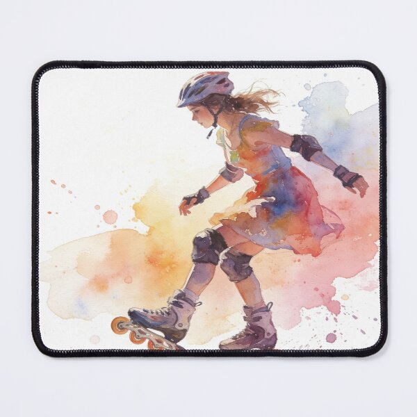 Item preview, Dynamic Watercolor Inline Skater Art: Vibrant Rollerblading Movement | Summer Freedom Ride designed and sold by Cherrydora.