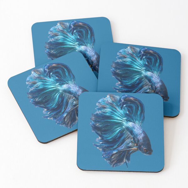 Item preview, Metallic Blue Betta Siamese Fighting Fish with Shiny Dragon Scales Halfmoon designed and sold by meganohm.