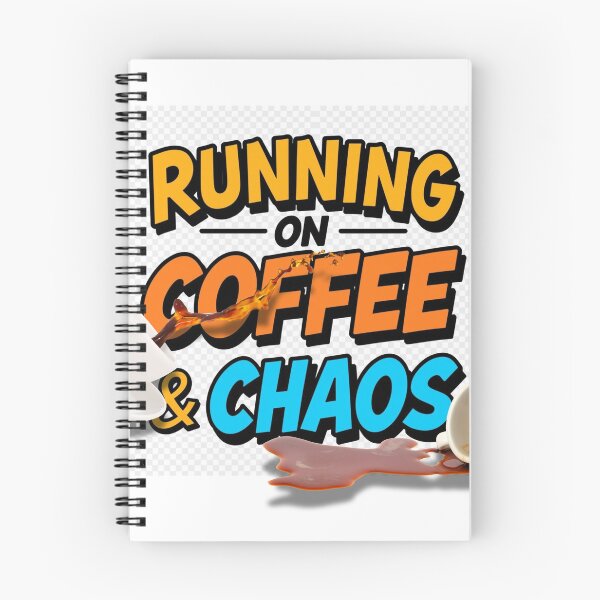 Item preview, bold playful typography “Running on Coffee & Chaos” designed and sold by tsintsinshop.