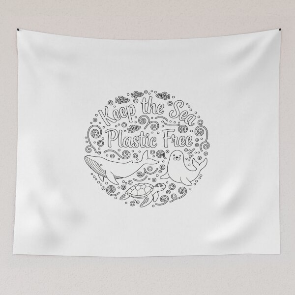 Item preview, Keep The Sea Plastic Free Clean Line Art Design designed and sold by chattsuede.