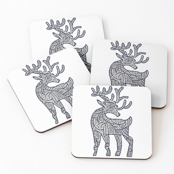Item preview, Boho Tribal Reindeer Illustration in Indigo Linework Pattern designed and sold by dawnleblanc55.