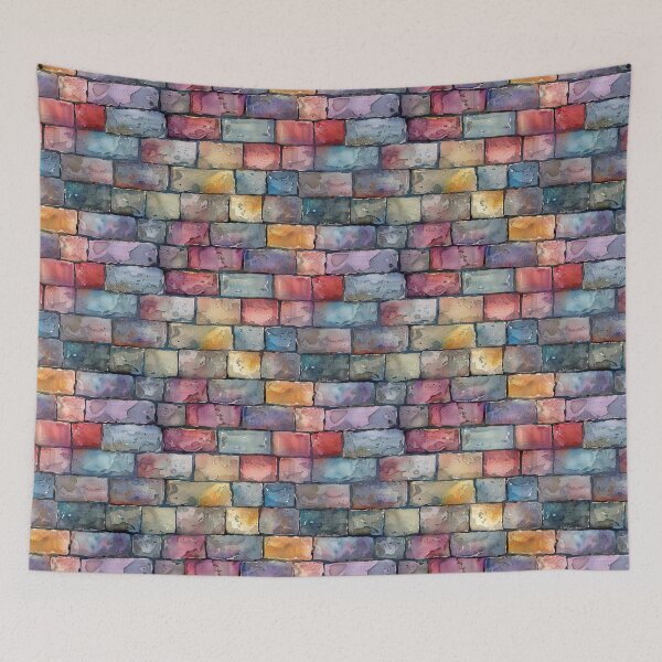 Item preview, Abstract Watercolor Multi-Color Brick Wall Pattern designed and sold by NTGUILTY.