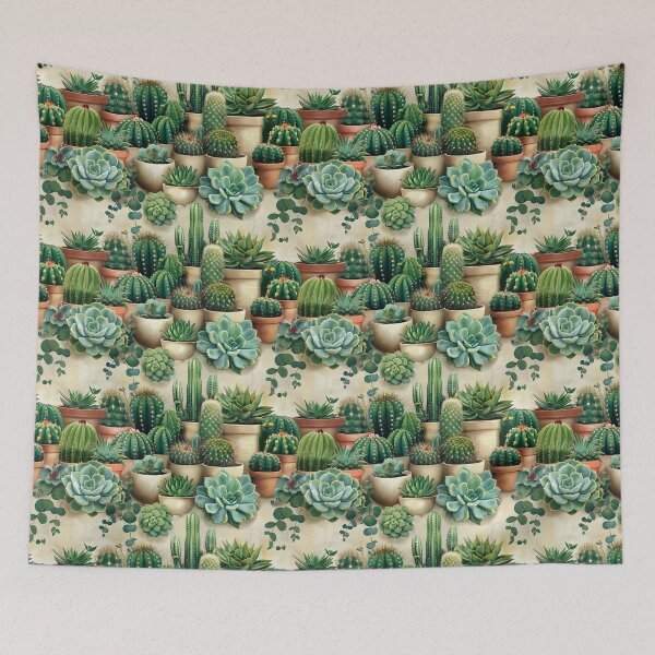Item preview, Lush Potted Succulents and Cacti Botanical Pattern designed and sold by NTGUILTY.