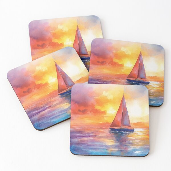 Item preview, Sailboat On The Lake Surrounded By Colorful Sunset designed and sold by DEC02.