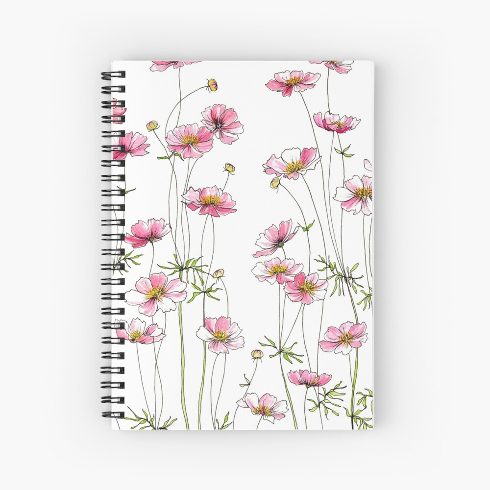 Pink Cosmos Flowers Spiral Notebook