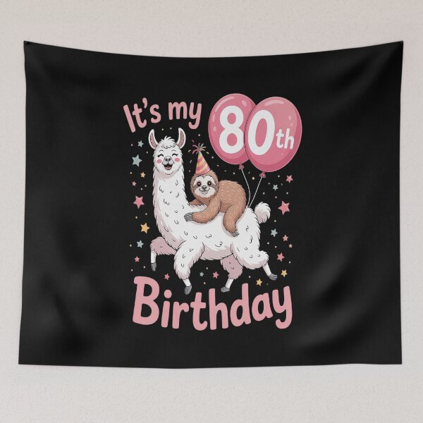 Item preview, 80 Years Old 80th Birthday Llama Sloth designed and sold by Moxizz.