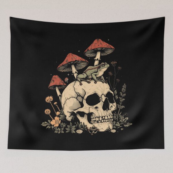 Item preview, Cottagecore Aesthetic Frog Skull Mushroom Witchy Floral designed and sold by RuthSheila.