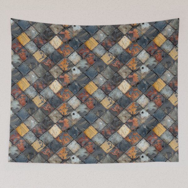 Item preview, Distressed Urban Square Diagonal Stone Tile Pattern designed and sold by NTGUILTY.
