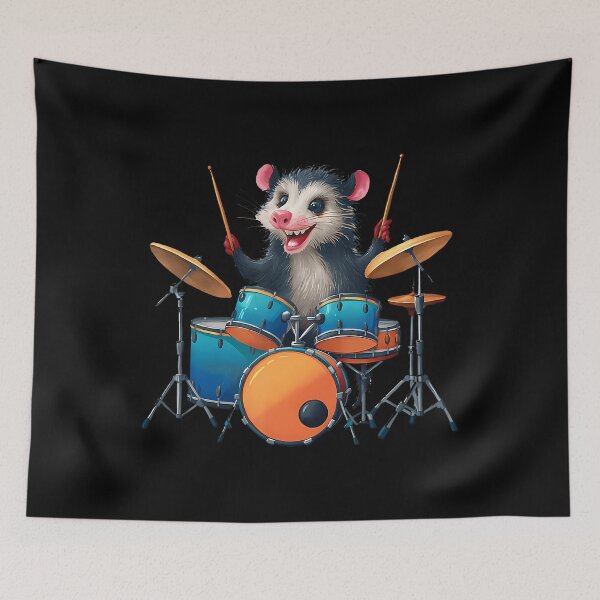 Item preview, Cute Opossum Playing Drums Opossums Drummer Music designed and sold by RuthSheila.