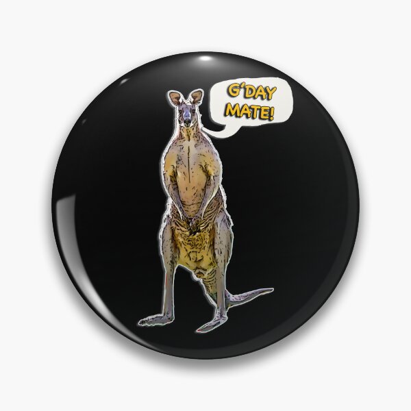 Item preview, Aussie Kangaroo Cartoon with Speech Bubble Saying Gday Mate designed and sold by Michael van der Hoorn.