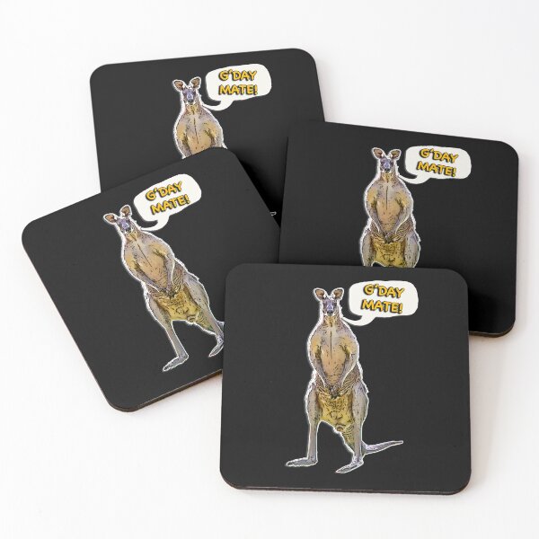 Item preview, Aussie Kangaroo Cartoon with Speech Bubble Saying Gday Mate designed and sold by Michael van der Hoorn.