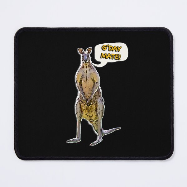 Item preview, Aussie Kangaroo Cartoon with Speech Bubble Saying Gday Mate designed and sold by Michael van der Hoorn.
