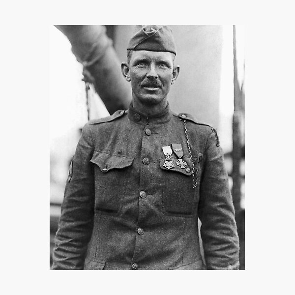 Vista previa del artículo con la obra «Sargento York - Retrato de la Primera Guerra Mundial», diseñado y vendido por warishellstore.