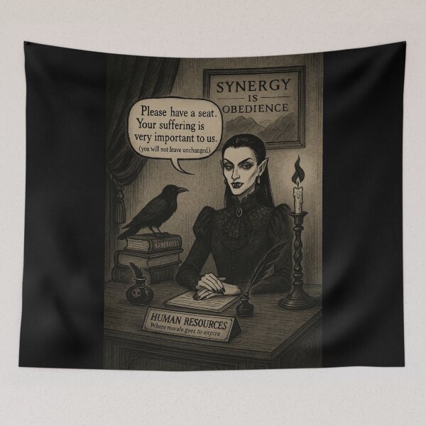 Item preview, Gothic HR Humor – “Your Suffering Is Important” Dark Office Satire Design designed and sold by Mouraludia.
