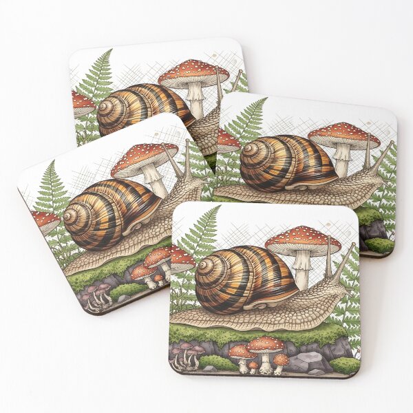 Item preview, Goblincore Tiger Snail Vintage Botanical Forest Art designed and sold by saiful020.