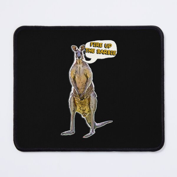 Item preview, Aussie Kangaroo Cartoon with Speech Bubble Saying Fire Up the Barbie designed and sold by Michael van der Hoorn.