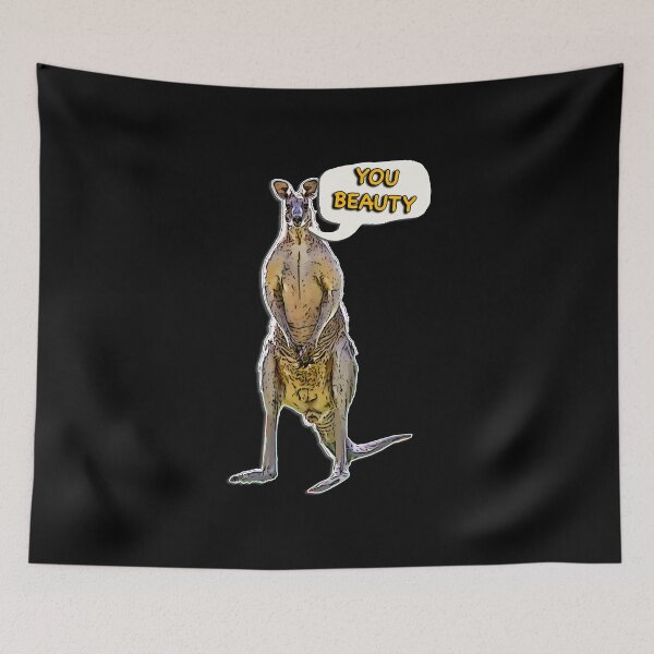 Item preview, Aussie Kangaroo Cartoon with Speech Bubble Saying You Beauty designed and sold by Michael van der Hoorn.