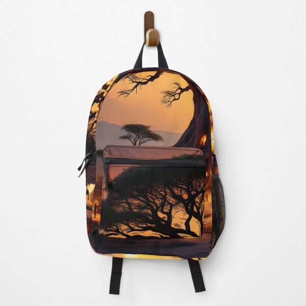 Item preview, Sunset Baobab Village – Magical Tree of Light designed and sold by DreamyWallVibes.