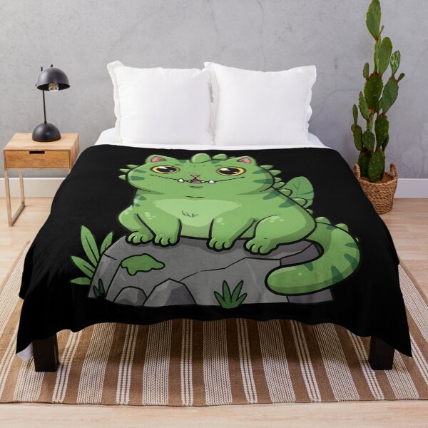Item preview, cat dino Chubby Green Dino Cat Cute Fantasy Illustration designed and sold by Uglyandcute.