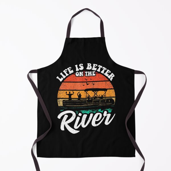 Artikelvorschau, Das Leben ist besser auf dem Fluss – Lustiger Pontonbootkapitän im Retro-Stil entworfen und verkauft von MargieLauren.