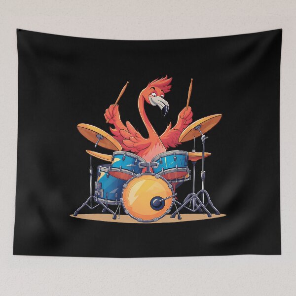Item preview, Cute Flamingo Playing Drums Flamingos Drummer Music designed and sold by AndreaBonnie.