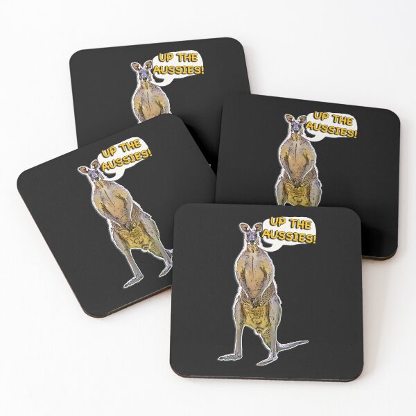 Item preview, Aussie Kangaroo Cartoon with Speech Bubble Saying Up the Aussies designed and sold by Michael van der Hoorn.