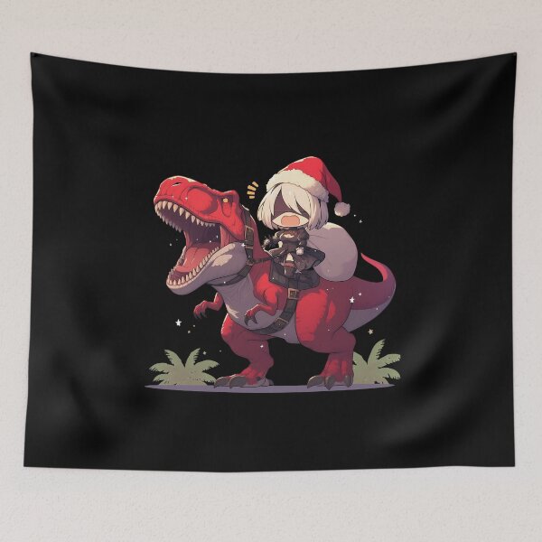 Item preview, B 2B Yorha Christmas T Rex Ride Nier Automata Game Chibi Santa designed and sold by CarlosBender.