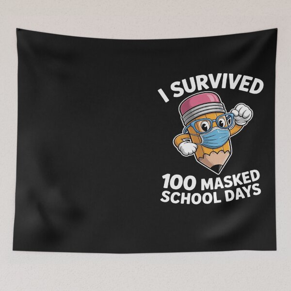 Item preview, I Survived 100 Masked School Days Face Mask Dabbing Crayon designed and sold by Hofersofer.
