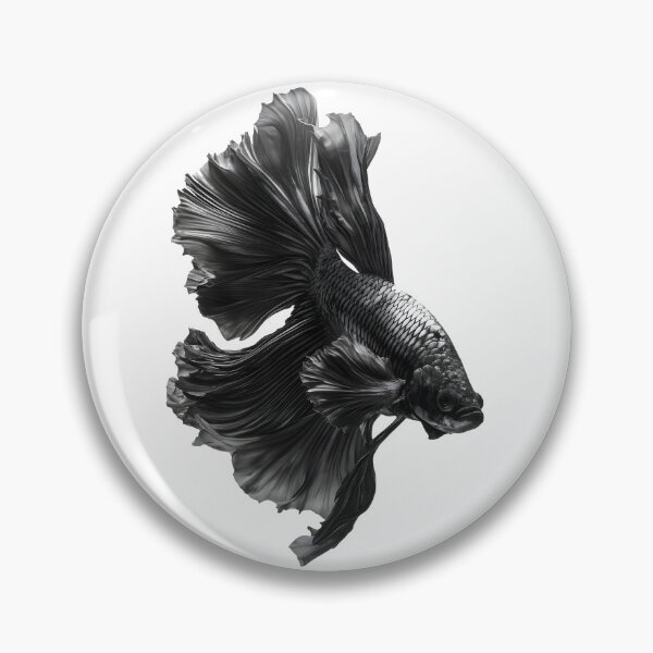 Item preview, Black Melano Betta Siamese Fighting Fish, Jet-Black Halfmoon Veiltail designed and sold by meganohm.