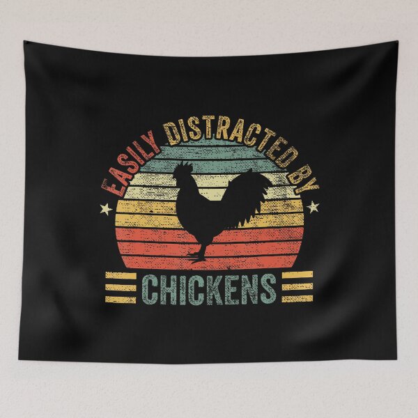 Item preview, Easily Distracted By Chickens Funny Retro Animal Farm Lover designed and sold by AndreaBonnie.