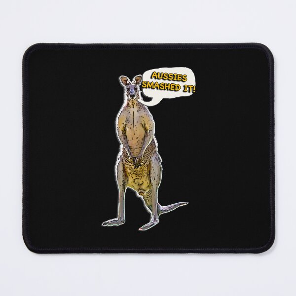 Item preview, Aussie Kangaroo Cartoon with Speech Bubble Saying Aussies Smashed It designed and sold by Michael van der Hoorn.