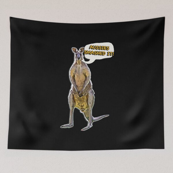 Item preview, Aussie Kangaroo Cartoon with Speech Bubble Saying Aussies Smashed It designed and sold by Michael van der Hoorn.