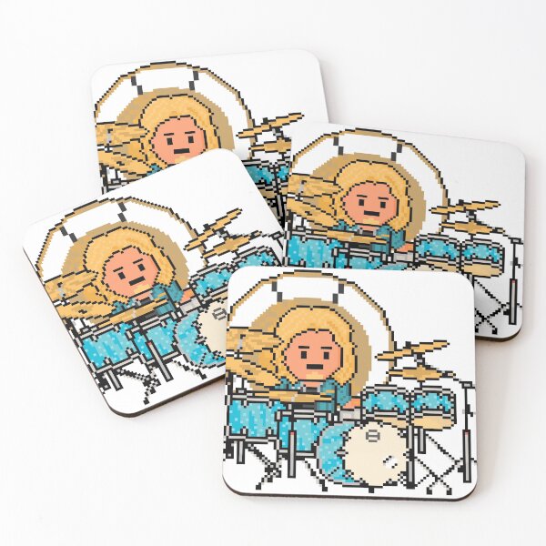 Item preview, Rock Battle Pixel Rock Drummer on Blue Drums designed and sold by gkillerb.