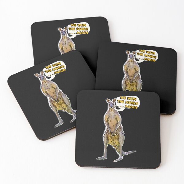 Item preview, Aussie Kangaroo Cartoon with Speech Bubble Saying We Won the Ashes Again designed and sold by Michael van der Hoorn.