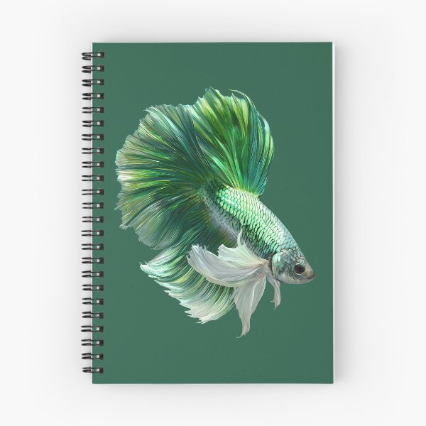 Item preview, Emerald Green Betta Siamese Fighting Fish with Flowing White Fins Halfmoon designed and sold by meganohm.