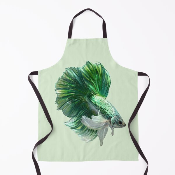 Item preview, Emerald Green Betta Siamese Fighting Fish with Flowing White Fins Halfmoon designed and sold by meganohm.
