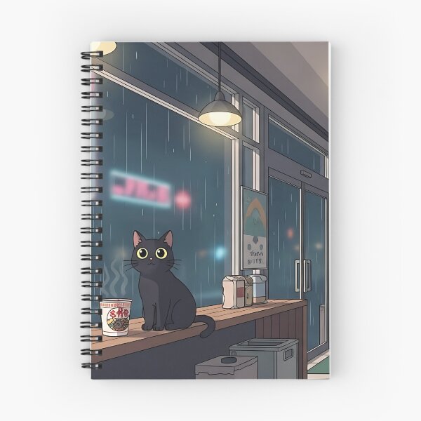 Aperçu de l'œuvre Illustration Lo-Fi Anime Cozy Night Cat en magasin créée et vendue par saiful020.